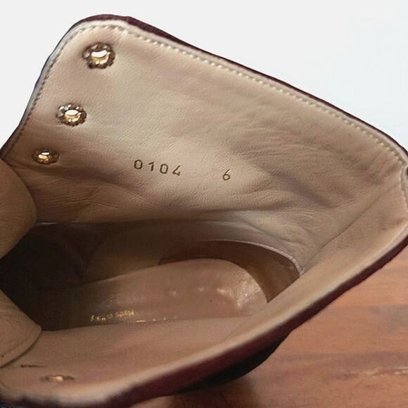 Vtg Mondi black velvet & plum suede ankle boots size 6 - Picture 6 of 8